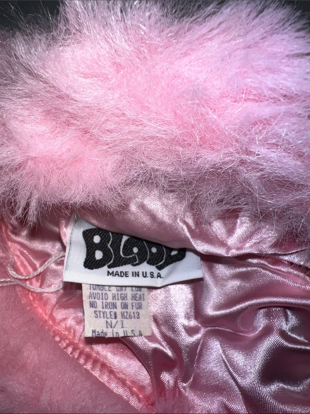 Kids Blue Denim Bucket Hat with Pink Faux Fur Trim